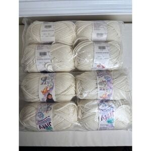 Vintage Lion Brand Jiffy Chunky Yarn Cream Fisherman 099 Lot 8 Skeins 120yd Ea